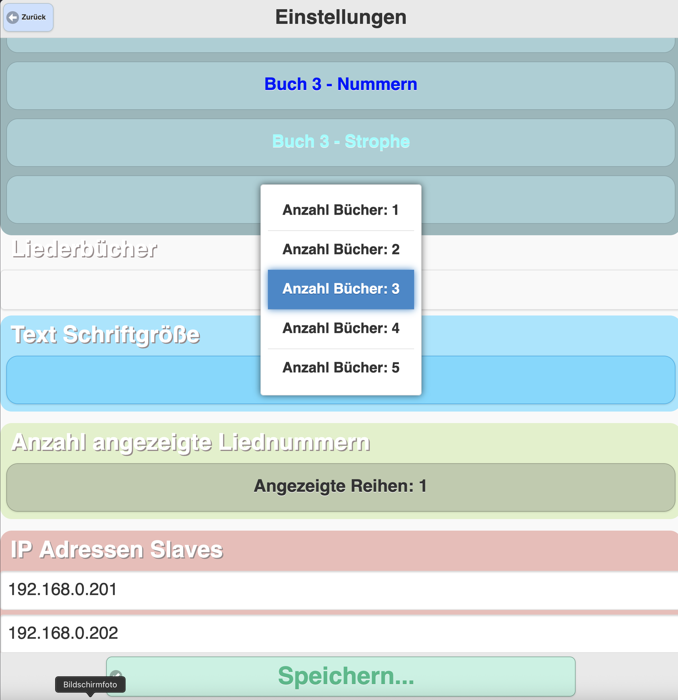 Einzel Liedanzeige